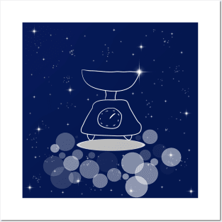 Scales, balance, weighing, illustration, night, modern, technology, light, shine, glitter, stars, space, galaxy, Posters and Art